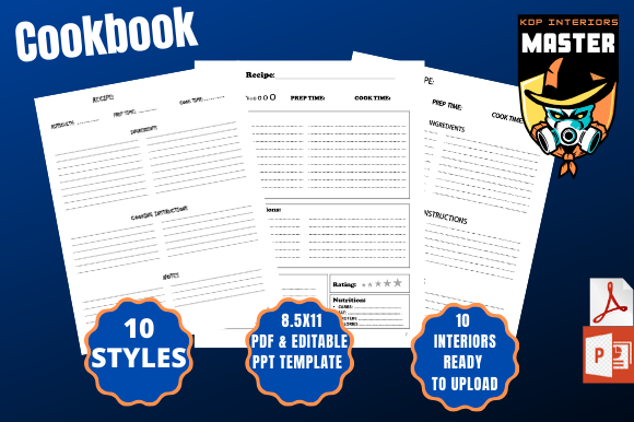 10 Cookbook / Recipe Books, 10 Templates: Your KDP Interior Kit