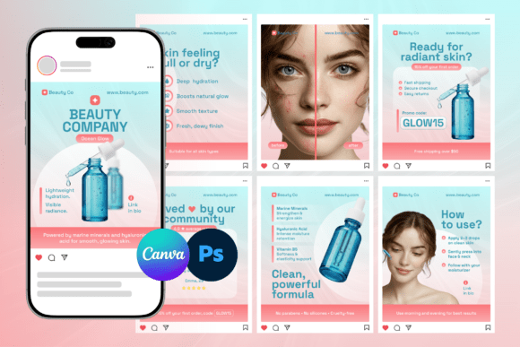 Elevate Your Brand with Beauty Cosmetic Instagram Post Templates