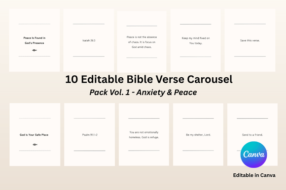 Elevate Your Instagram Ministry with Bible Verse Carousel Templates Vol. 1