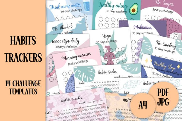 Habits Trackers Templates | A4 Planners: Build Better Routines